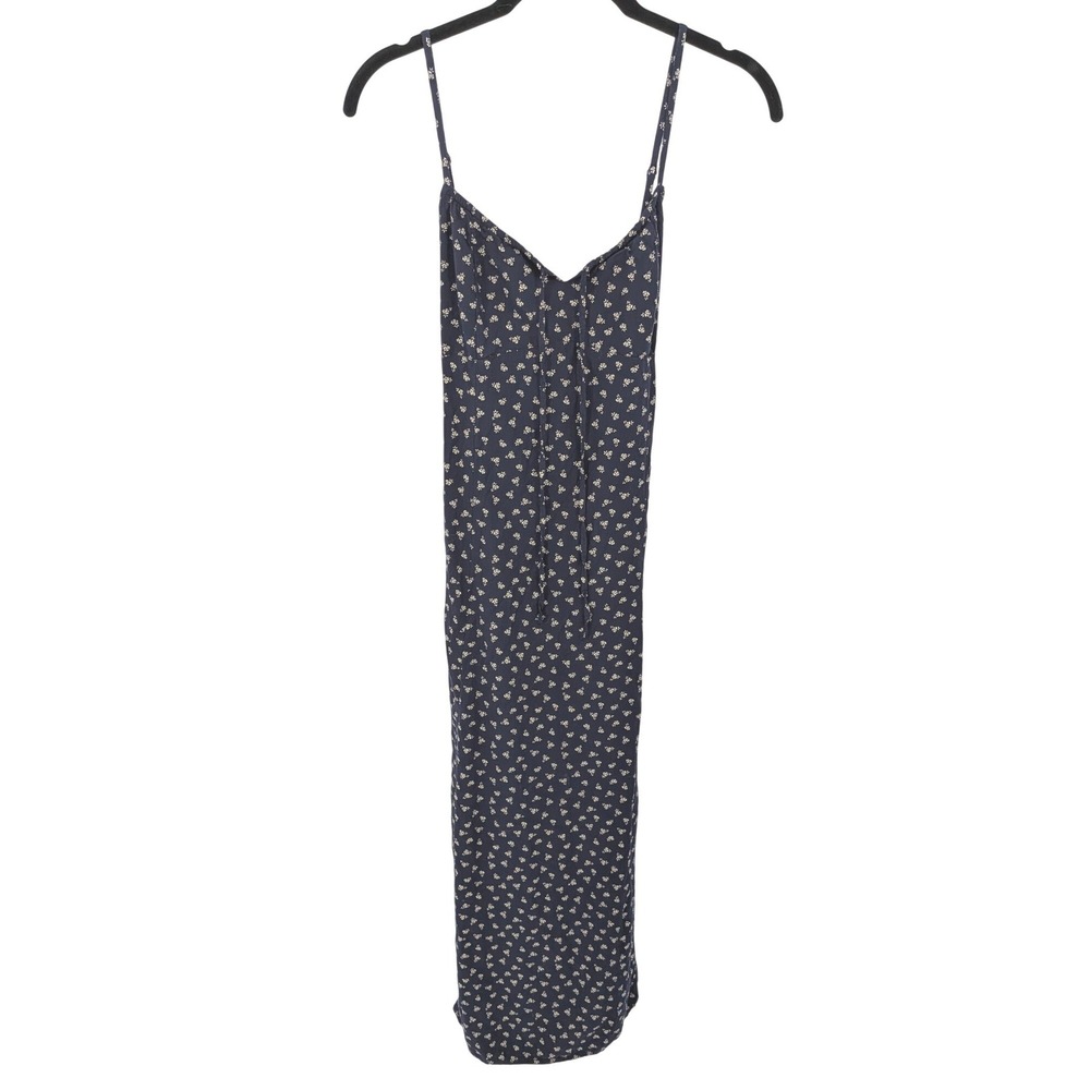 John Galt Floral Midi Dress Womens Small Navy Blue Smocked Y2K Coquette Boho‎